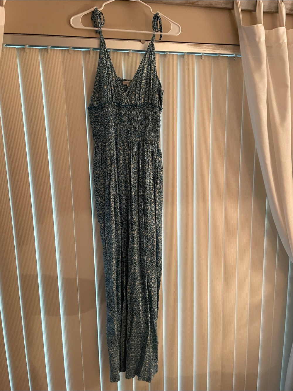Patrons of Peace Blue Printed Smocked Jumpsuit